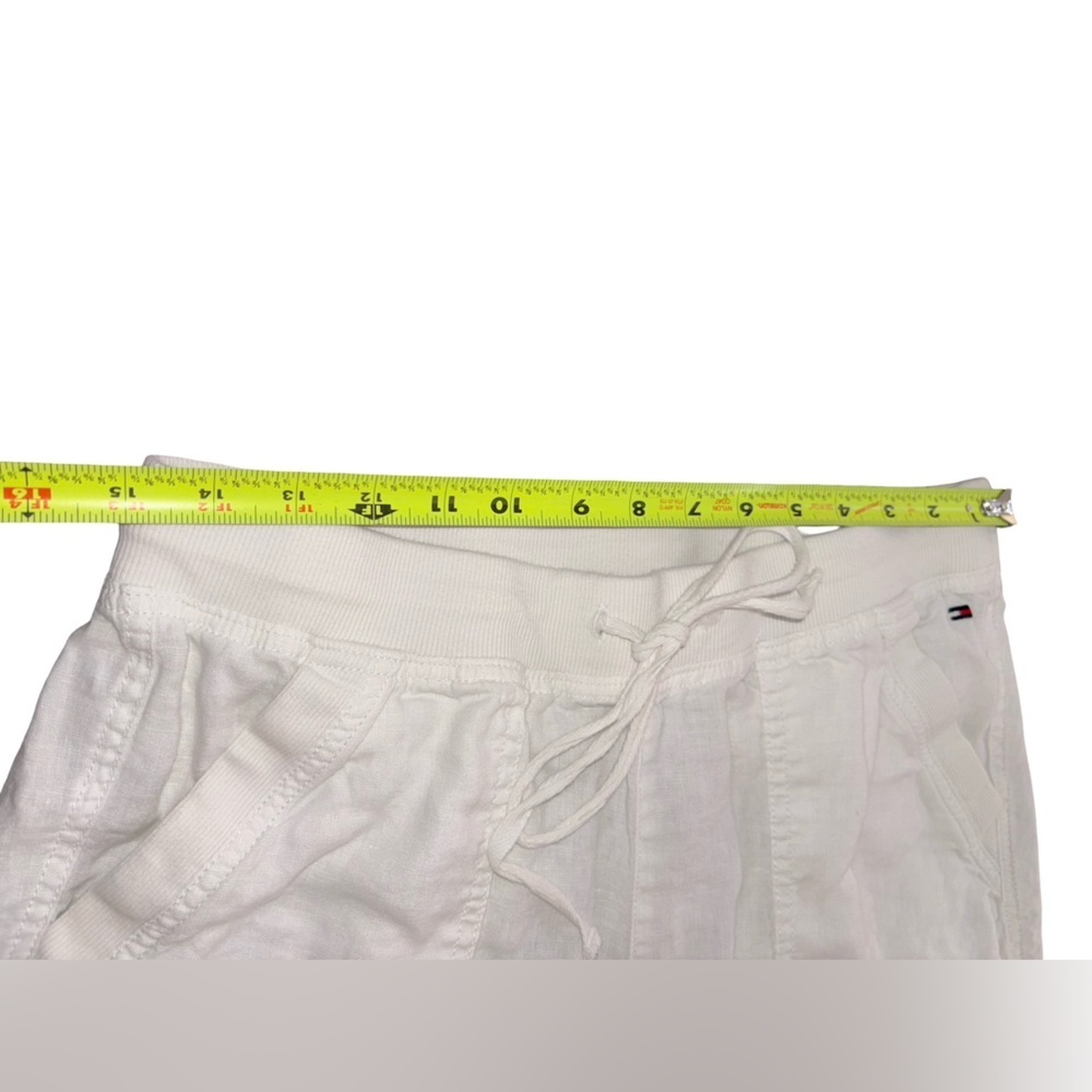 Tommy Hilfiger White 100% Linen Jogger Pants Size Small Coastal Resort Chic - Picture 8 of 9